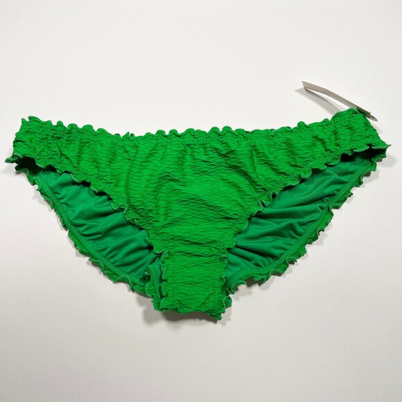 Victoria Secret Large L Bikini Bottom Ruffle Cheeky Ruched Textured Jade Green - Picture 4 of 6